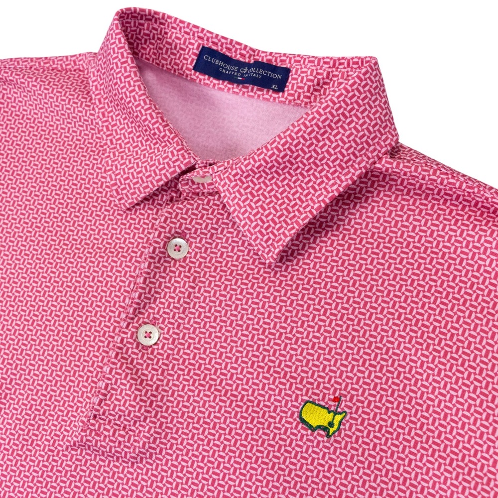 Masters Clubhouse Collection Polo Shirt Mens XL Red 100% Cotton Italy Golf Logo